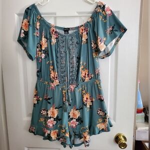 Floral Lace-Up Women's Romper